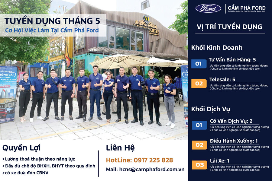Tuyển Dụng Tháng 5 Tại Cẩm Phả Ford – Cơ Hội Nghề Nghiệp Hấp Dẫn Đang Chờ Bạn!